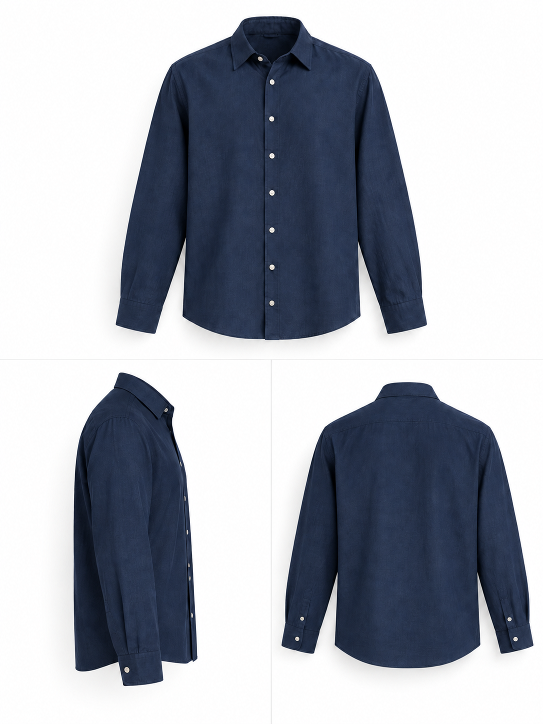 Navy Blue Airy Linen Full-Sleeve Shirt