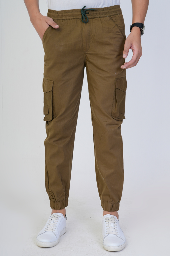 Men's Cotton Cargo Jogger Pants Olive Green