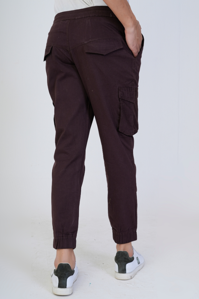 Men's Cotton Cargo Jogger Pants Brown