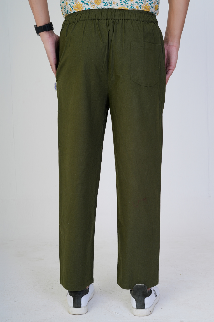 Olive Men's Loose Fit Cotton Pant