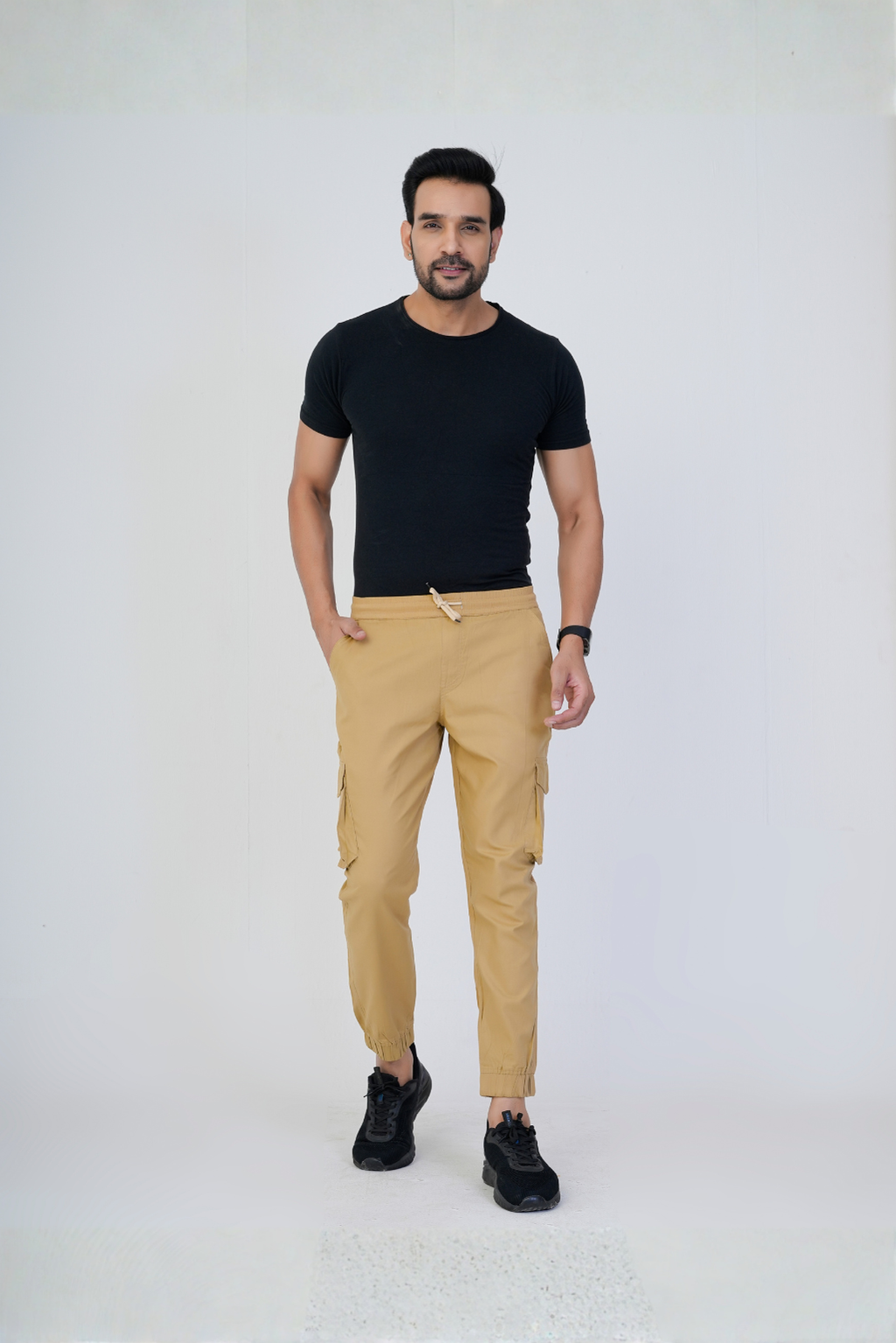 Men's Cotton Cargo Jogger Pants Khaki