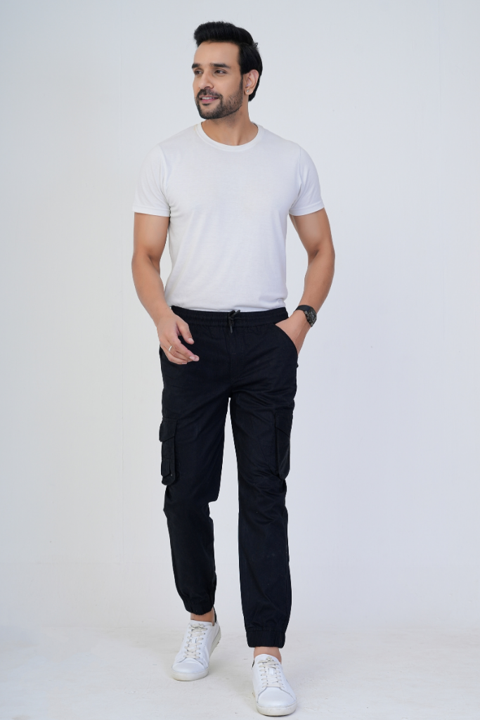 Men's Cotton Cargo Jogger Pants Navy Blue