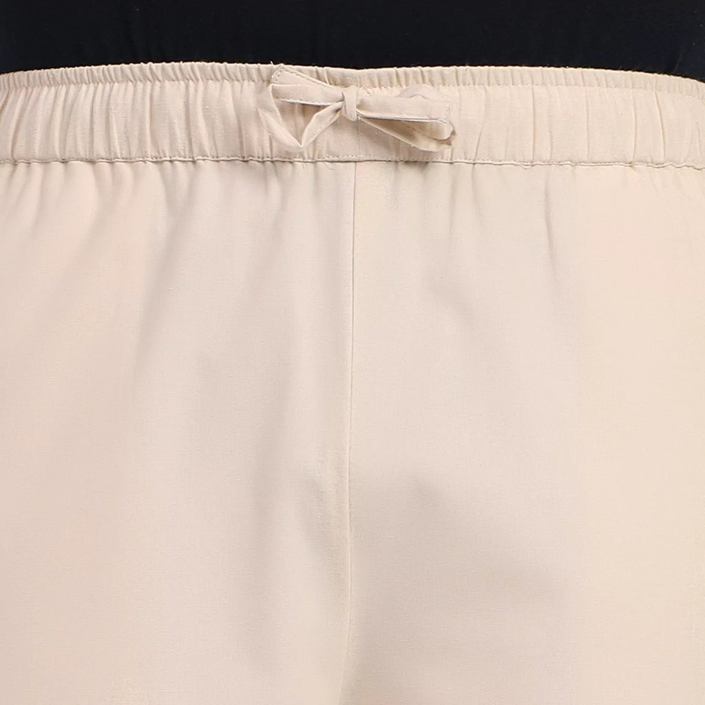 Beige Men's Loose Fit Cotton Pant