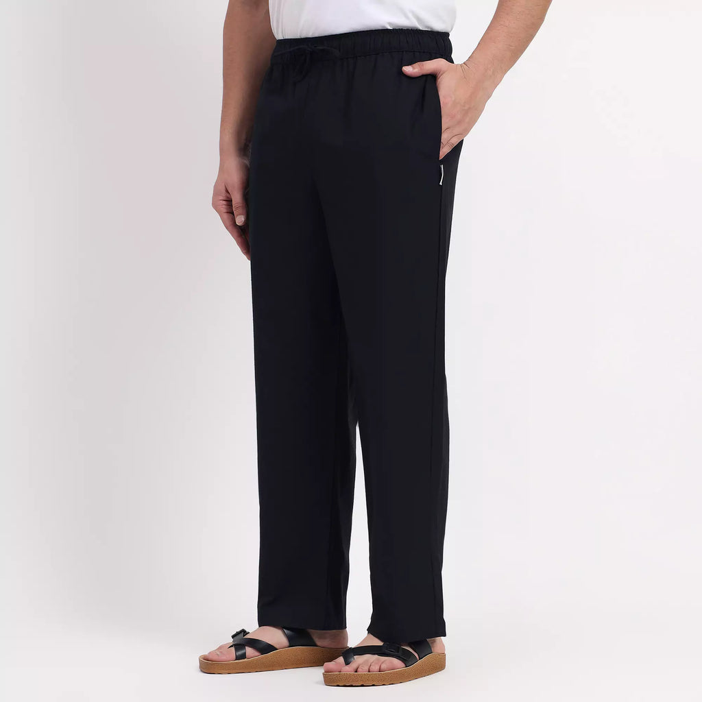 Black Men's Loose Fit Cotton Pant
