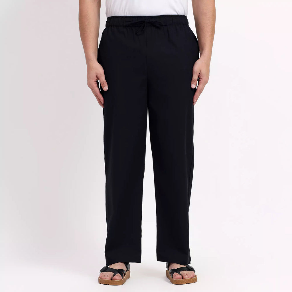 Black Men's Loose Fit Cotton Pant