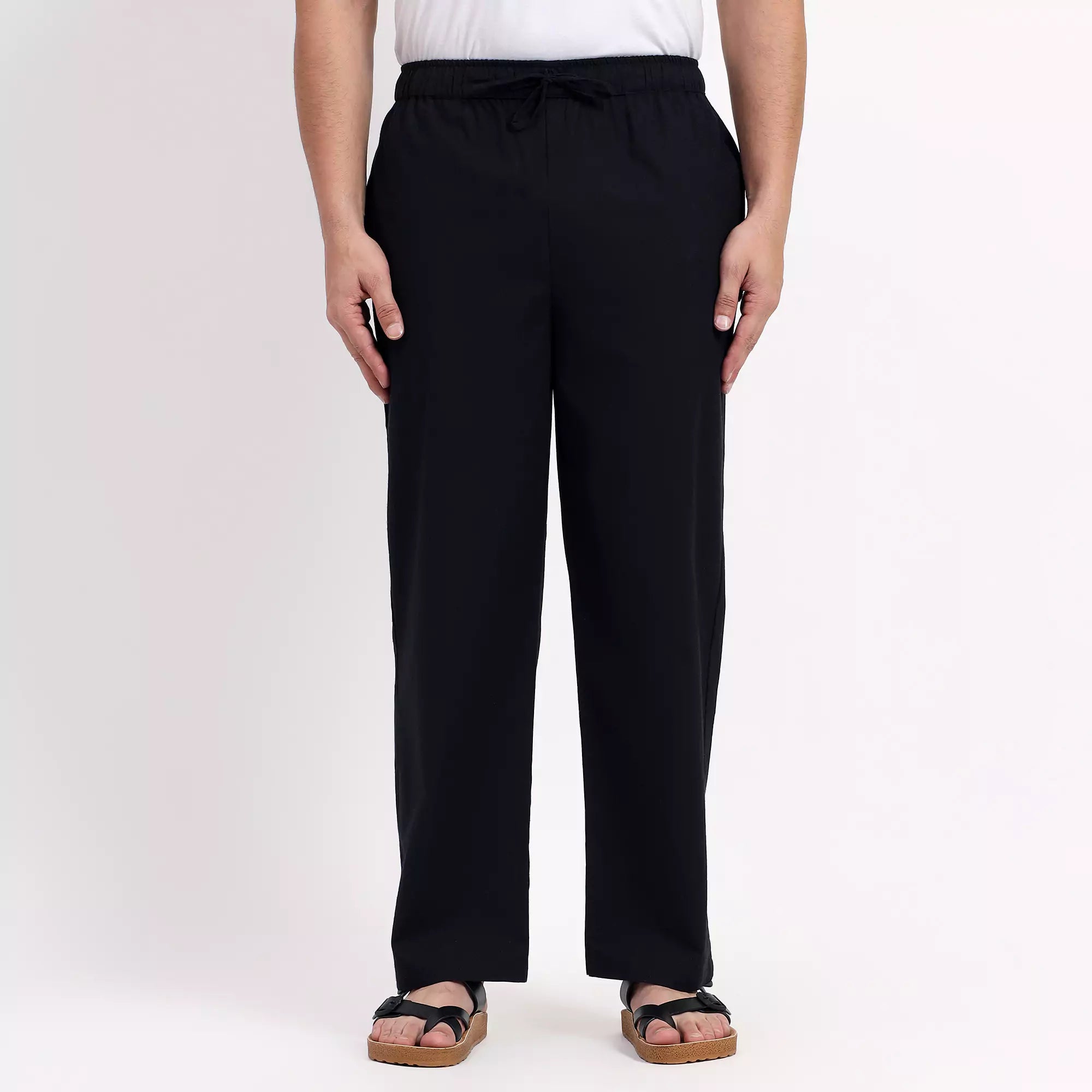 Black Men's Loose Fit Cotton Pant