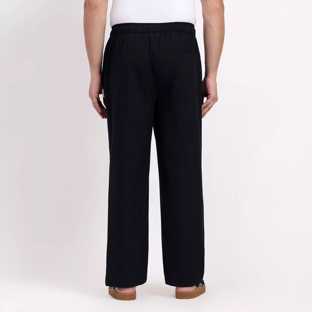 Black Men's Loose Fit Cotton Pant