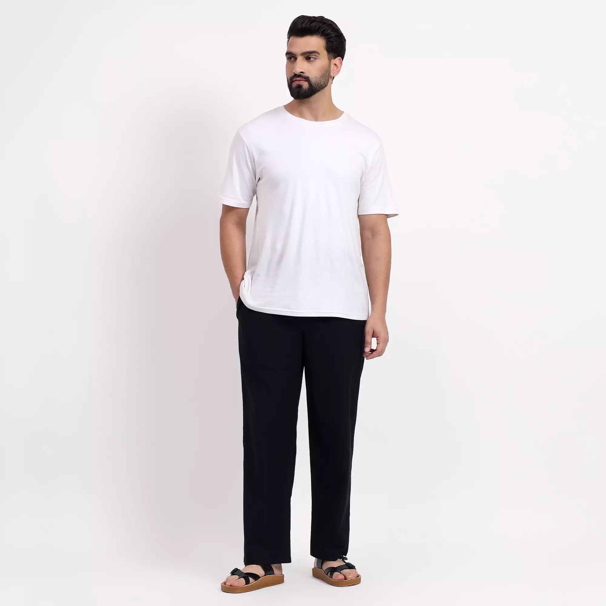 Black Men's Loose Fit Cotton Pant