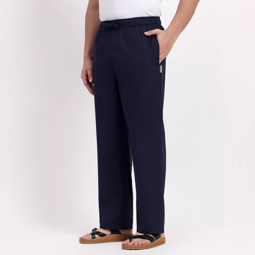 Navy Blue Men's Loose Fit Cotton Pant
