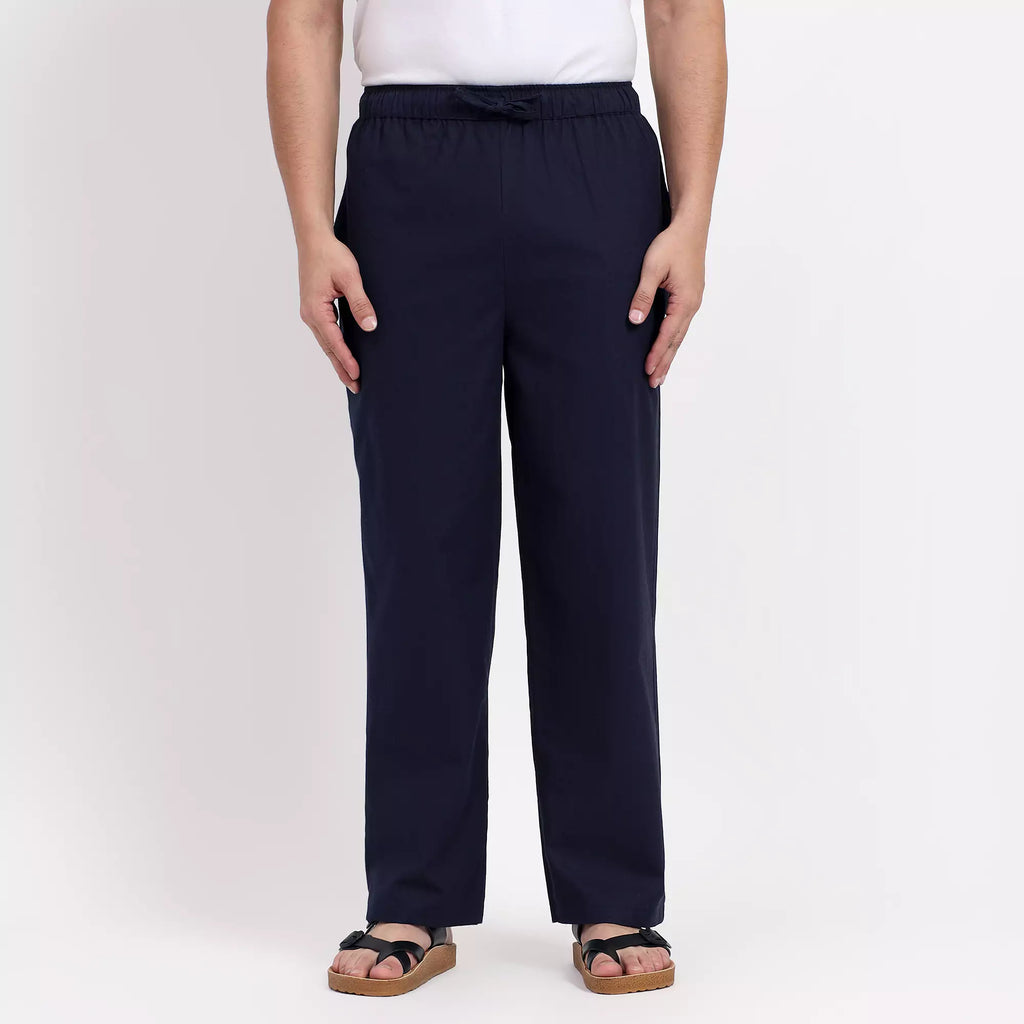Navy Blue Men's Loose Fit Cotton Pant