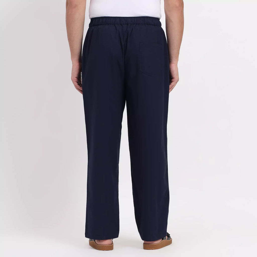 Navy Blue Men's Loose Fit Cotton Pant