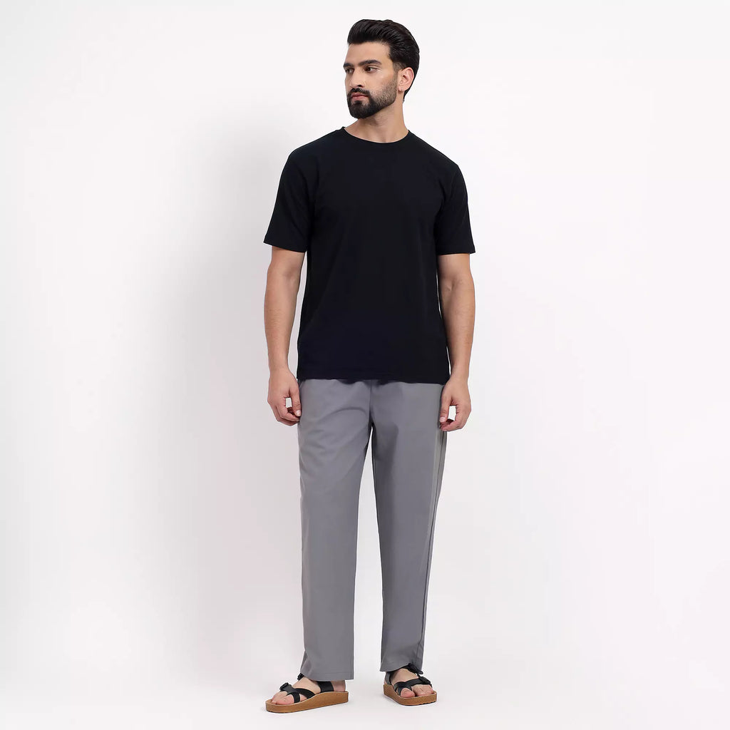 Grey Men's Loose Fit Cotton Pant