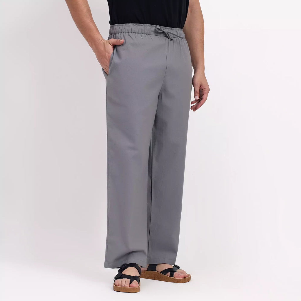 Grey Men's Loose Fit Cotton Pant