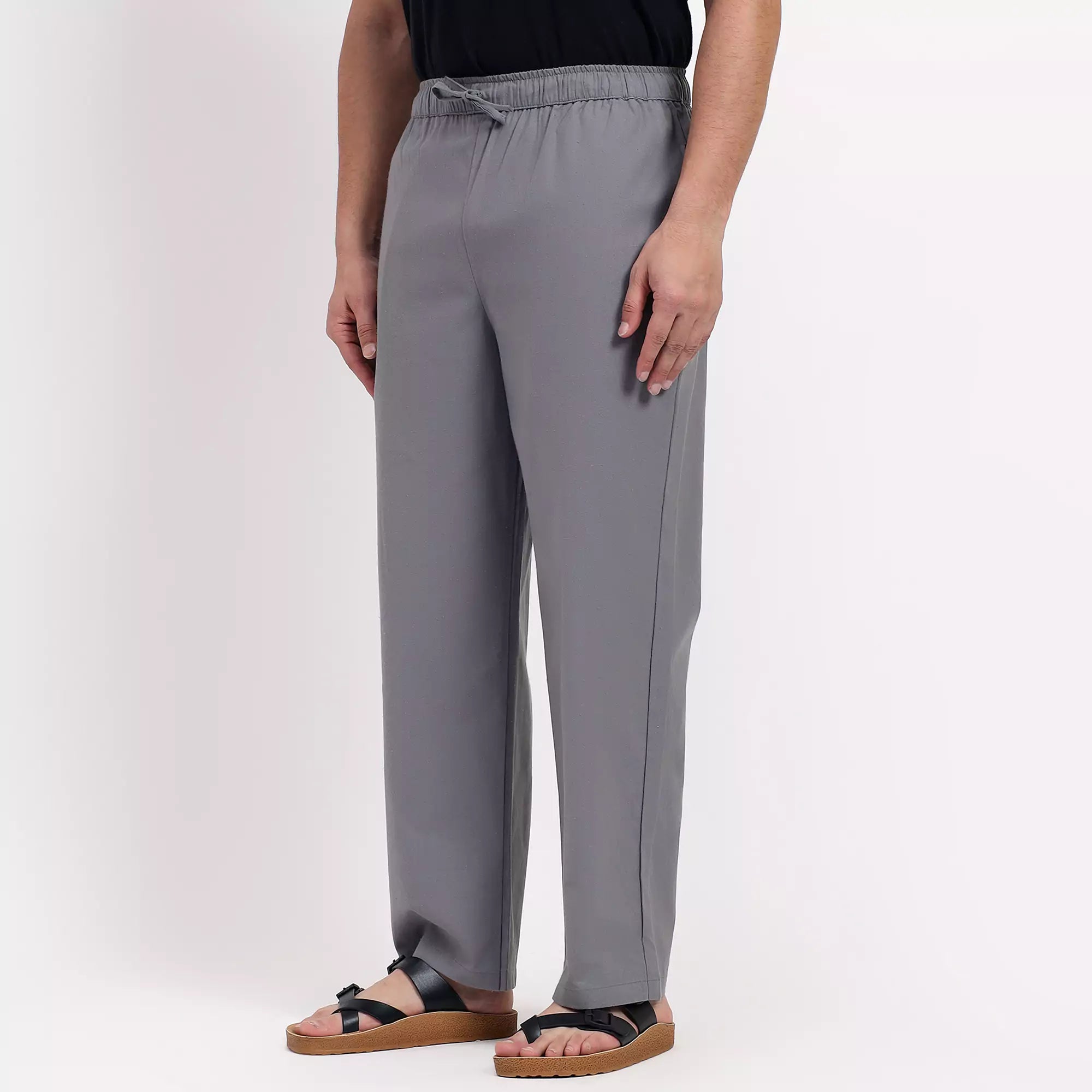 Grey Men's Loose Fit Cotton Pant