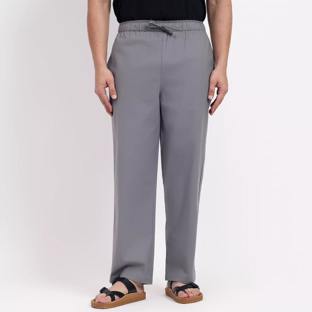 Grey Men's Loose Fit Cotton Pant