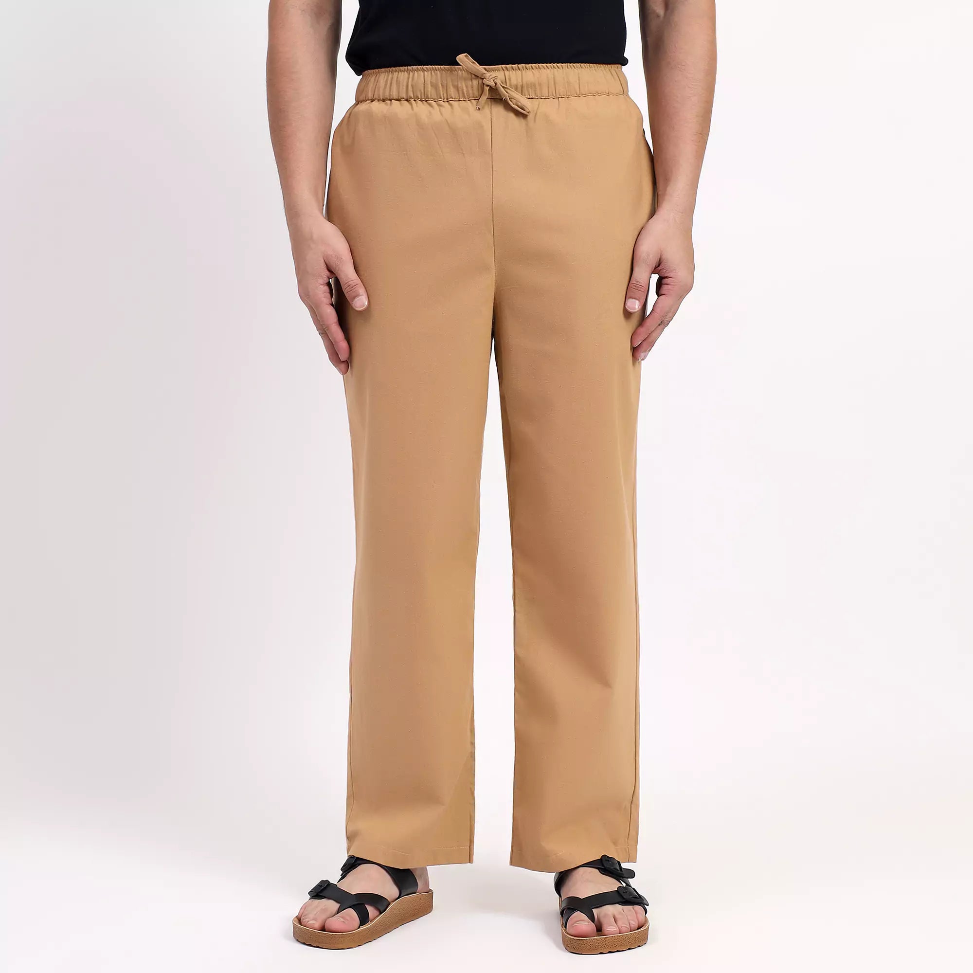 Khaki Men's Loose Fit Cotton Pant