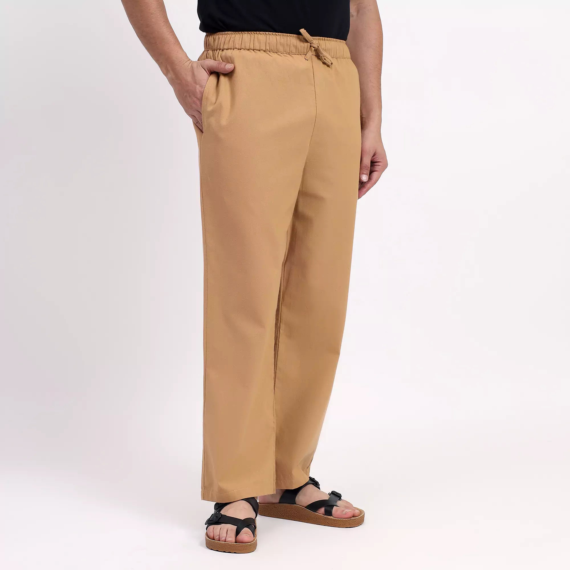 Khaki Men's Loose Fit Cotton Pant