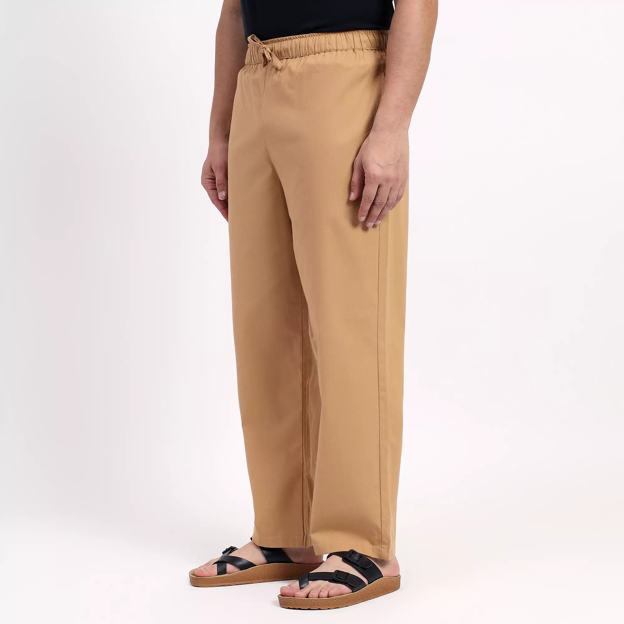 Khaki Men's Loose Fit Cotton Pant