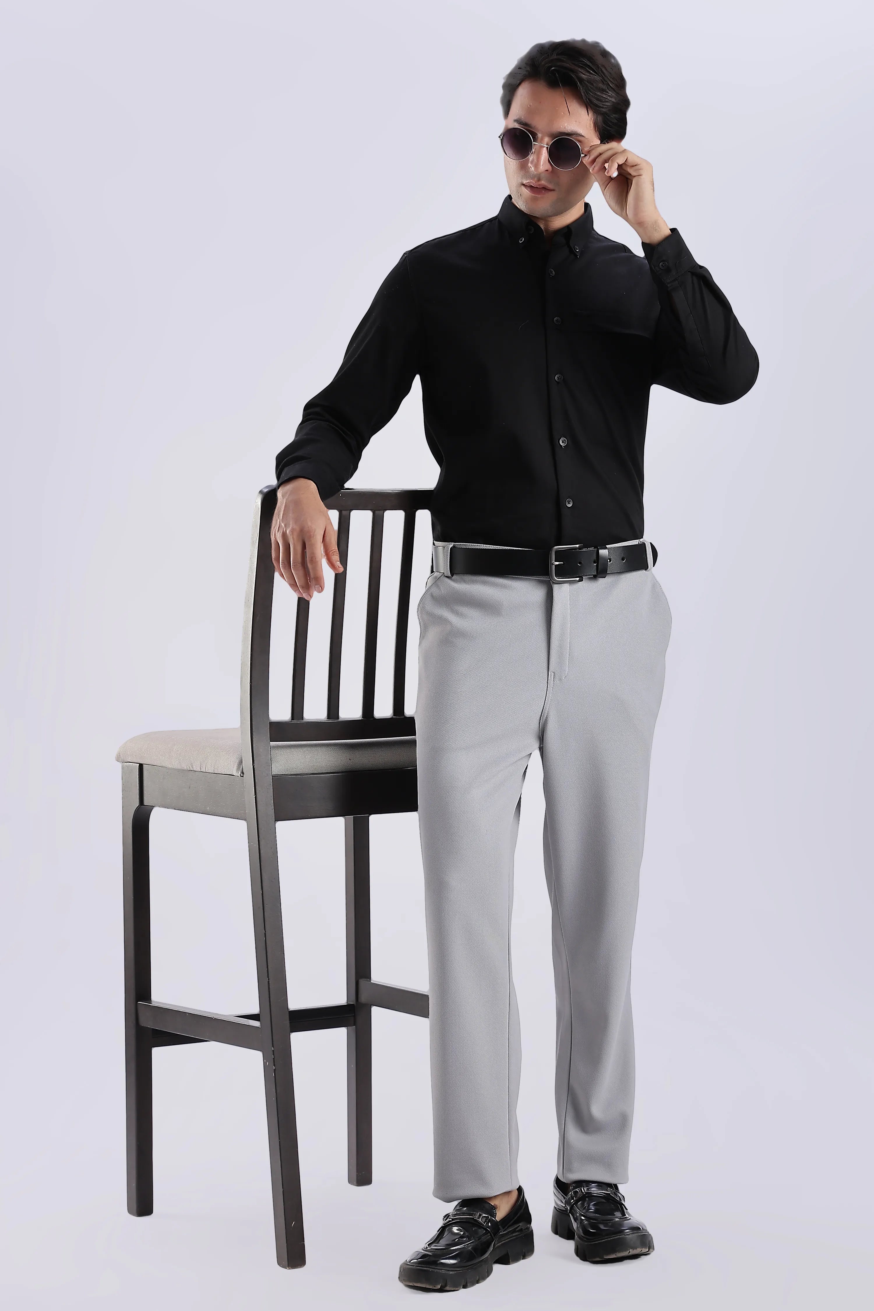 Light Grey And Navy Blue Everyday Stretch Pant Combo