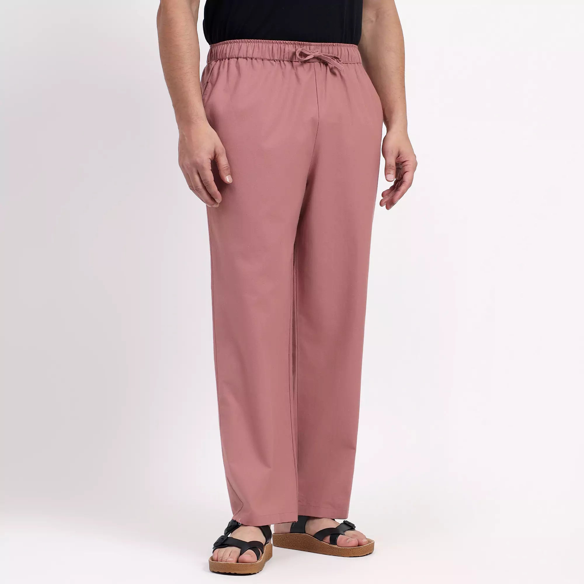 Rose Taupe Men's Loose Fit Cotton Pant