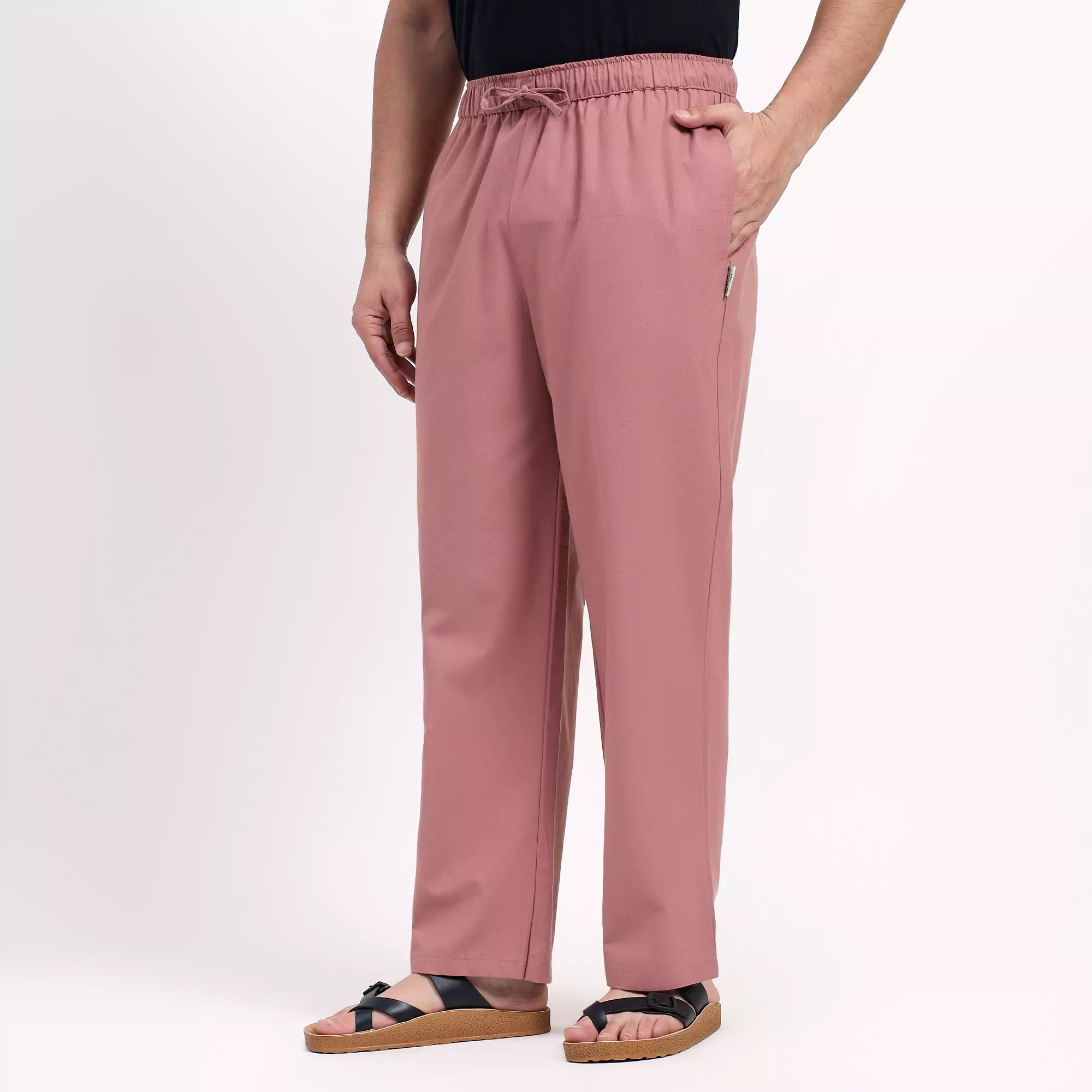 Rose Taupe Men's Loose Fit Cotton Pant