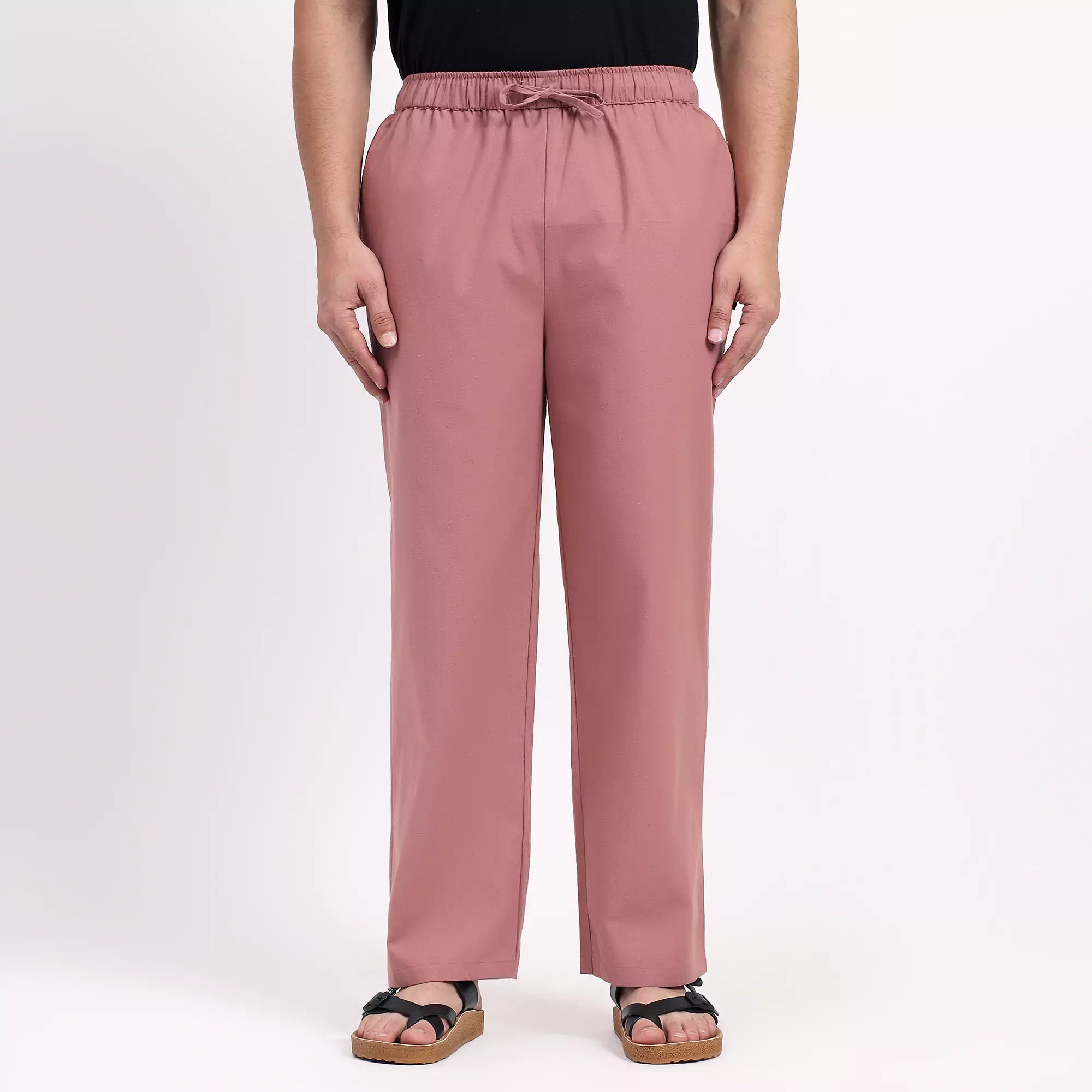 Rose Taupe Men's Loose Fit Cotton Pant