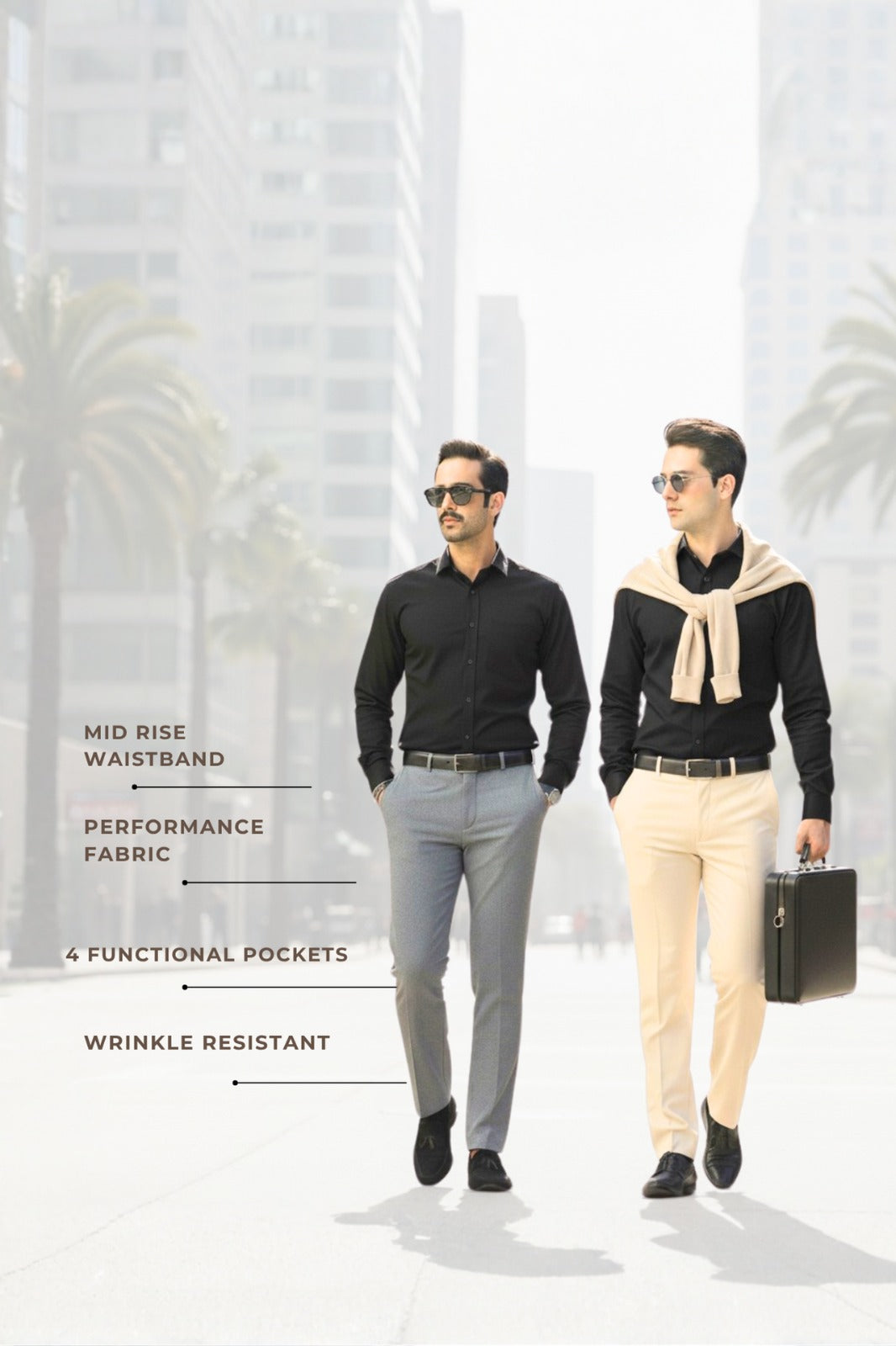 Light Grey And Cream Everyday Stretch Pant Combo