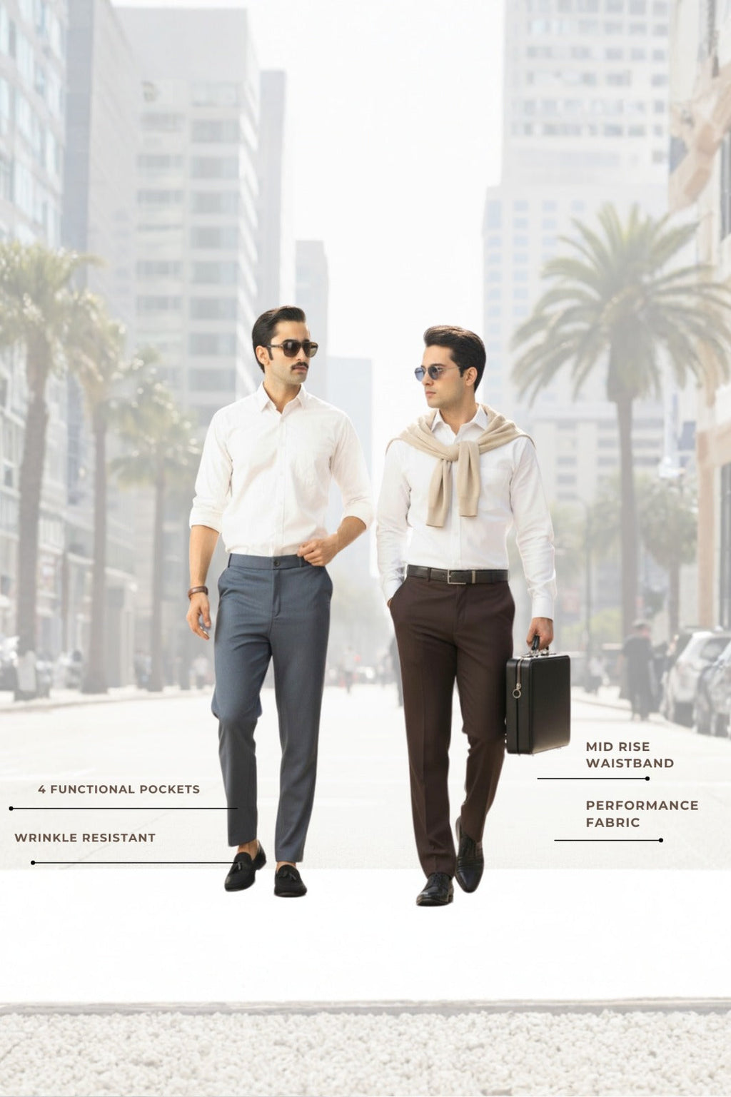 Light Grey And Dark Coffee Everyday Stretch Pant Combo