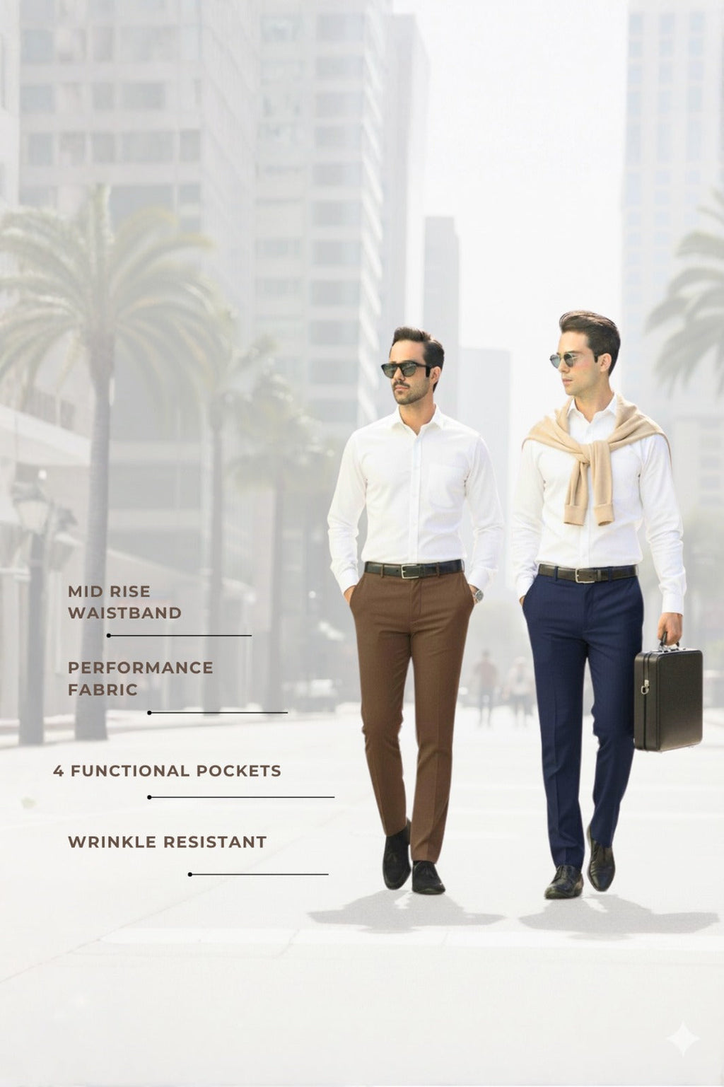 Navy Blue And Dark Coffee Stretch Pant Combo