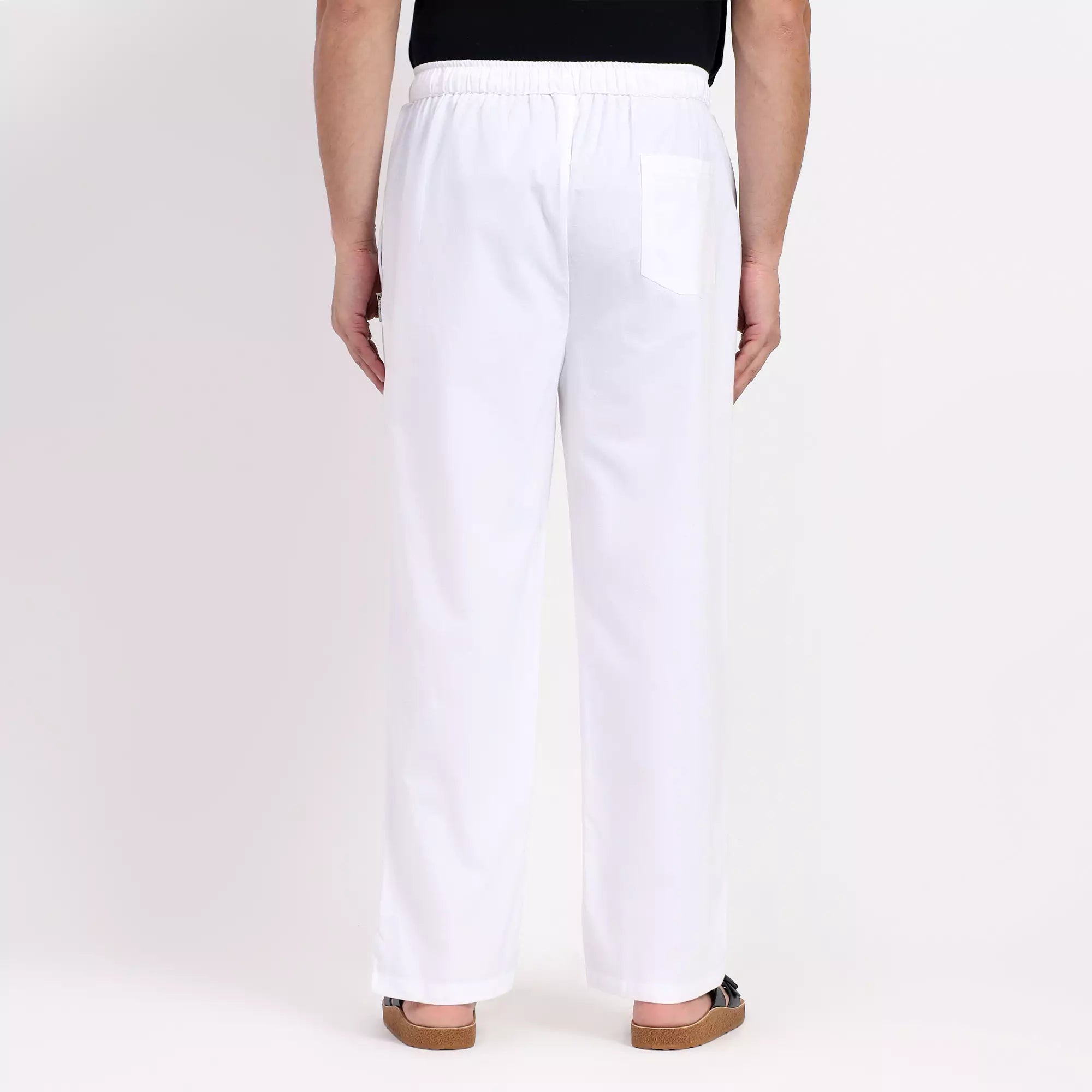 White Men's Loose Fit Cotton Pant