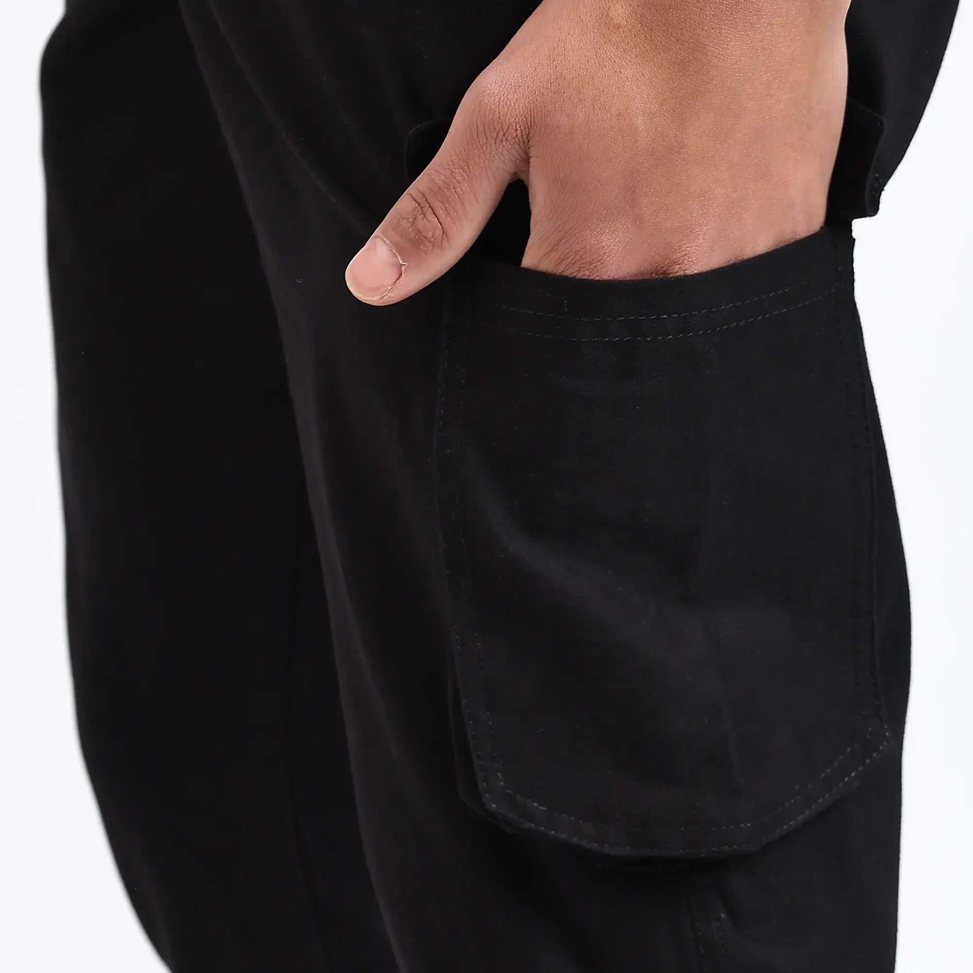 Men's Cotton Cargo Jogger Pants Black