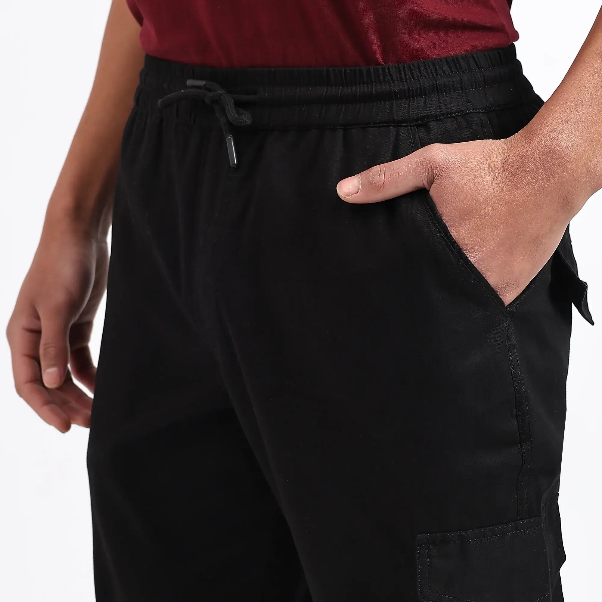 Men's Cotton Cargo Jogger Pants Black