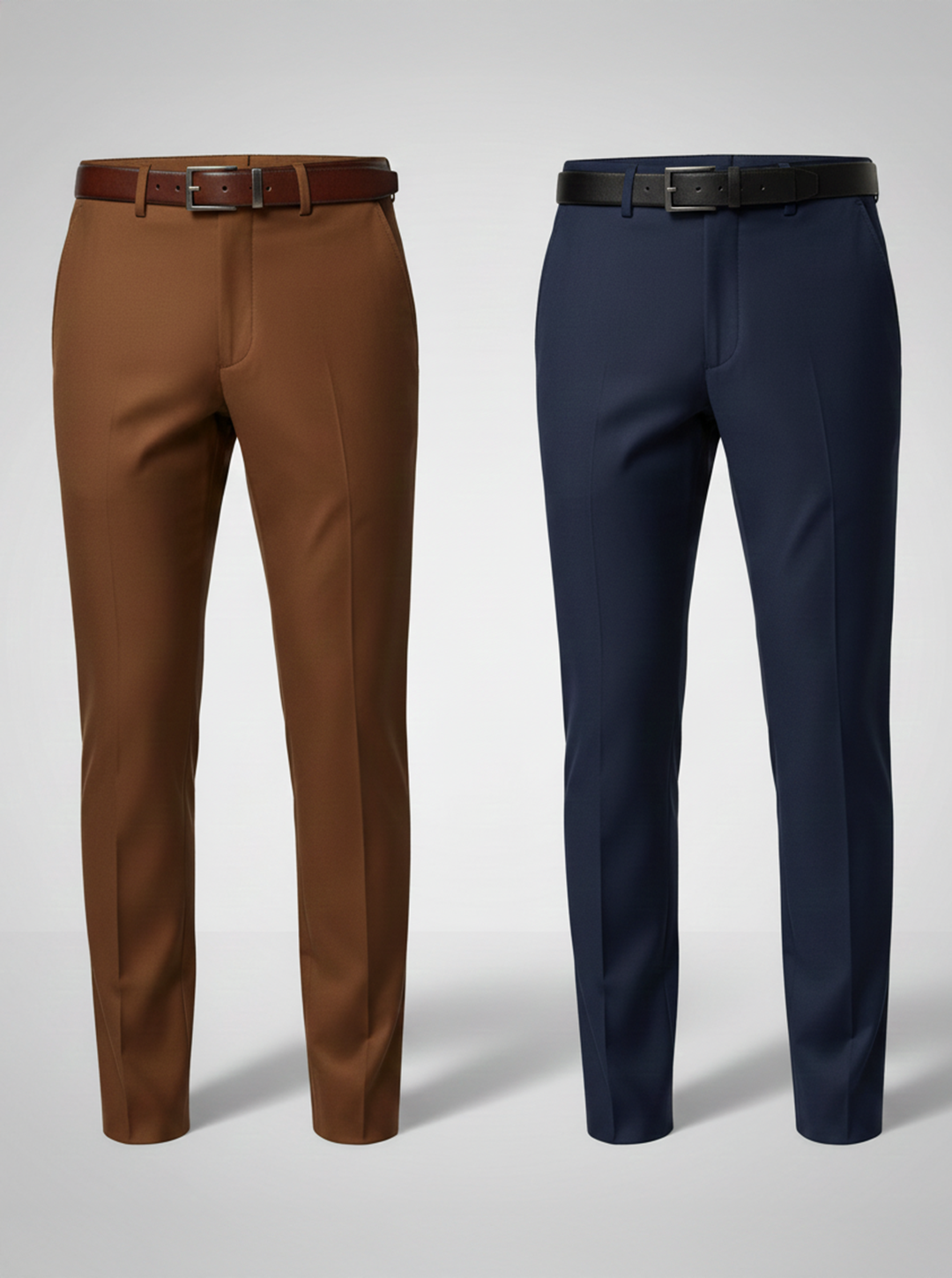 Navy Blue And Dark Coffee Stretch Pant Combo