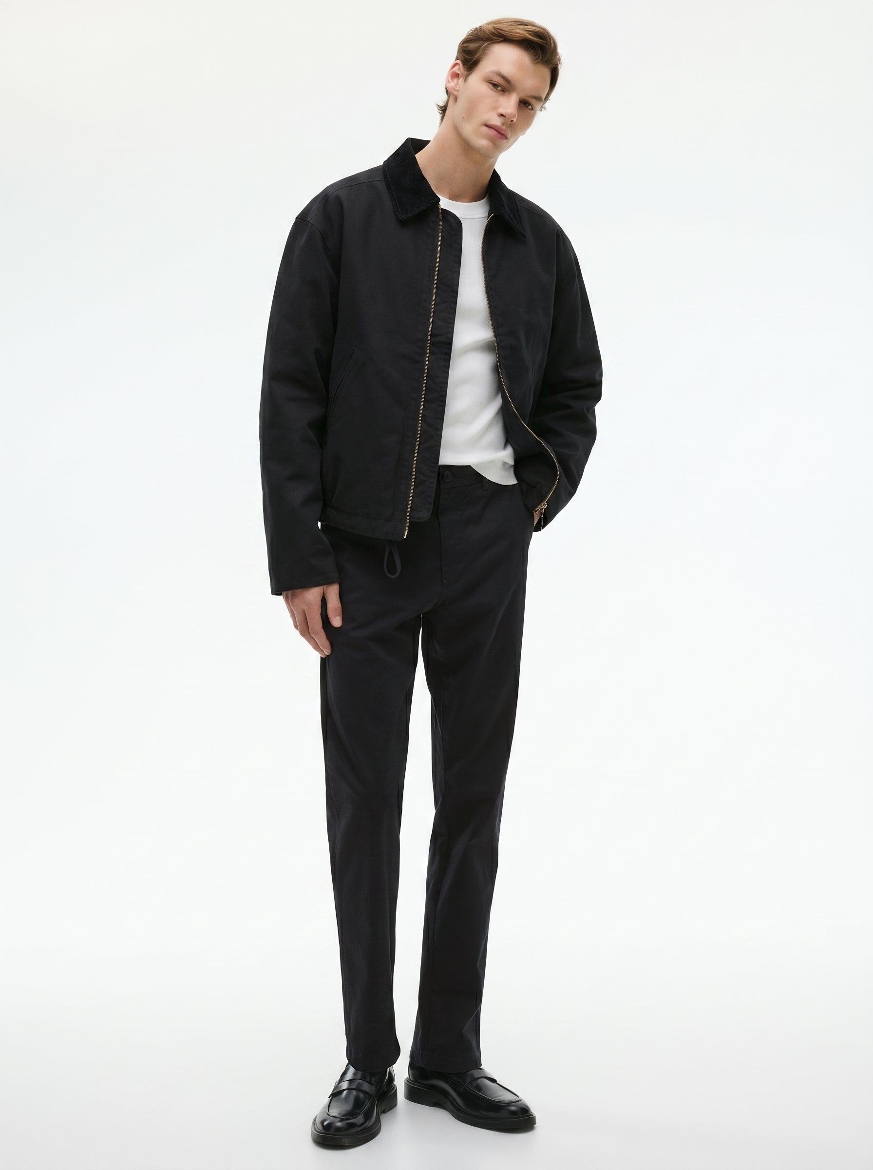 Black Regular Fit Mid Rise Cotton Chinos Pant