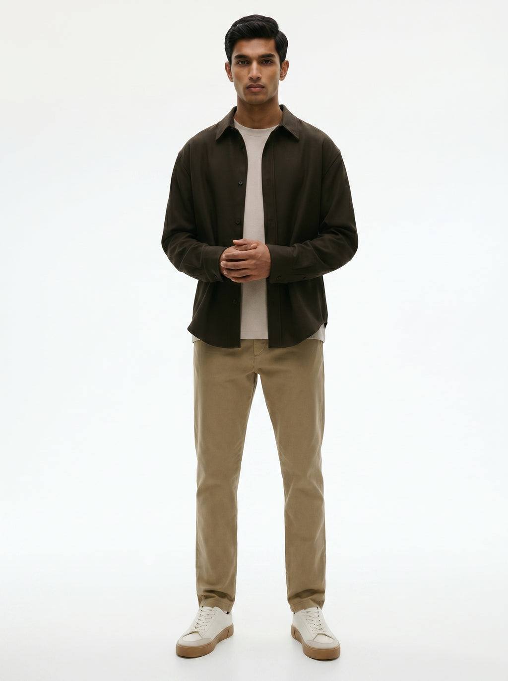 Beige Regular Fit Mid Rise Cotton Chinos