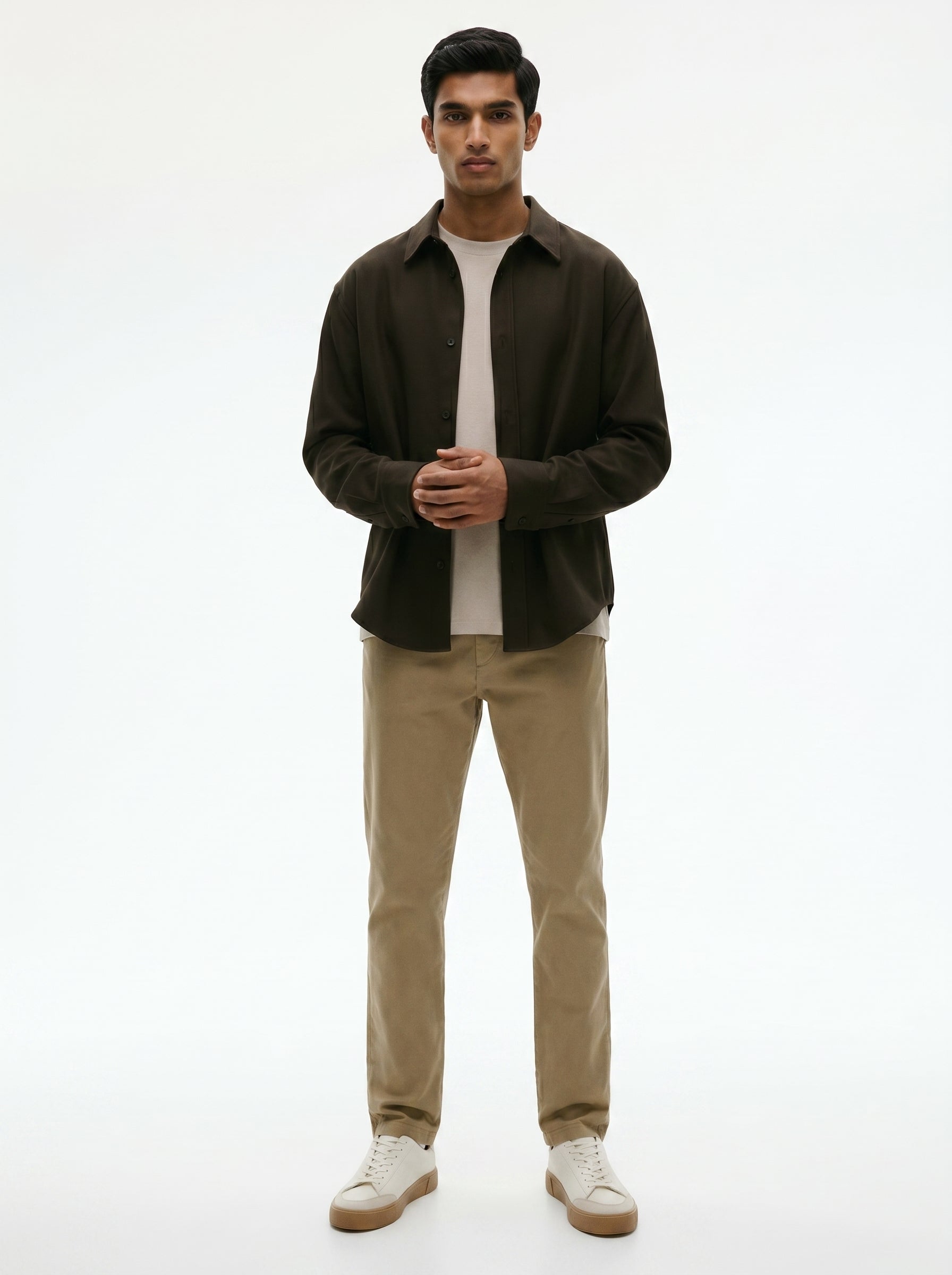 Beige Regular Fit Mid Rise Cotton Chinos