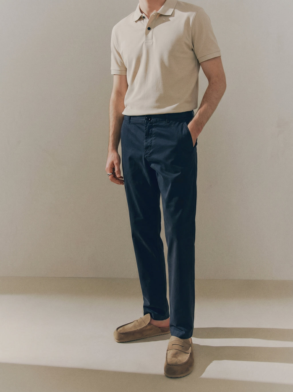 Pack of 2 Premium Cotton Chinos – Regular Fit Mid Rise | Navy Blue & Light Grey Combo