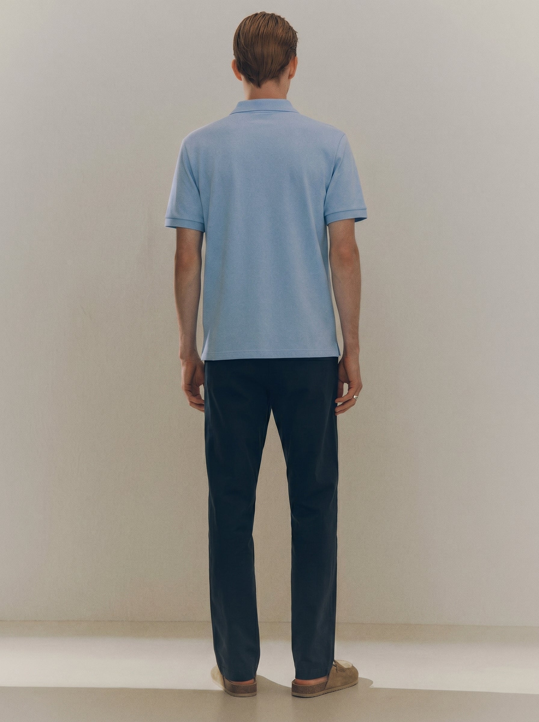 Navy Blue Regular Fit Mid Rise Cotton Chinos Pant