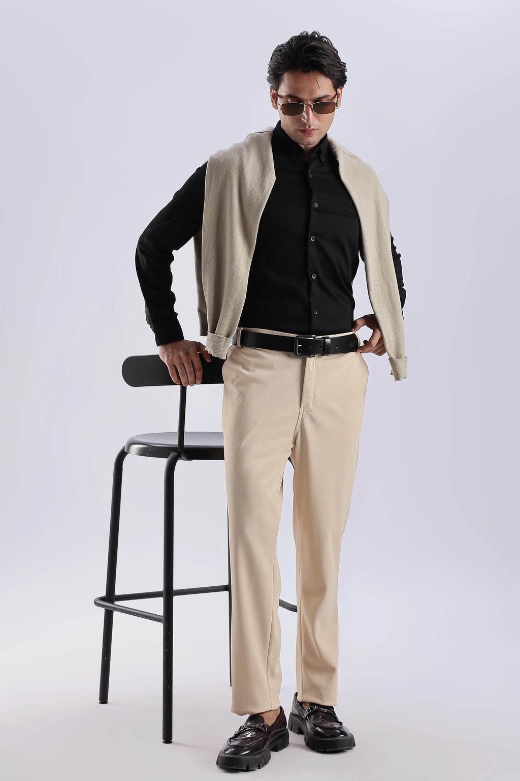 Cream And Dark Coffee Stretch Pant Combo