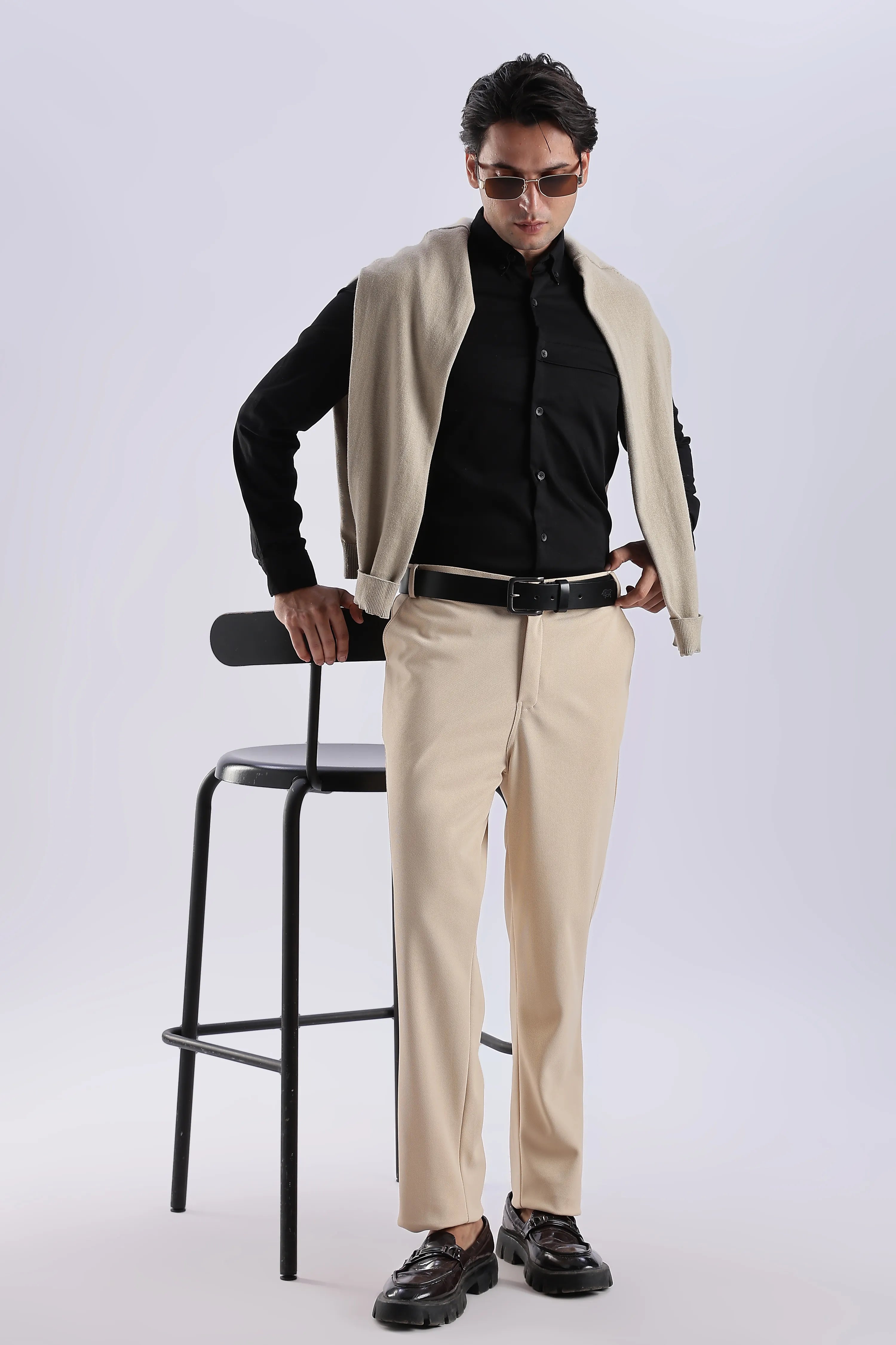 Navy Blue And Cream Everyday Stretch Pant Combo