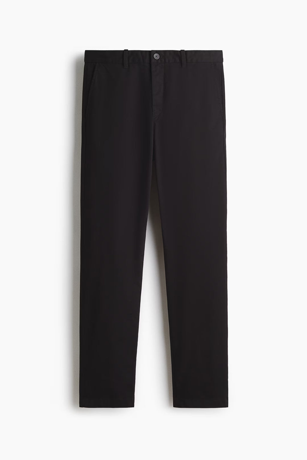 Black Regular Fit Mid Rise Cotton Chinos Pant