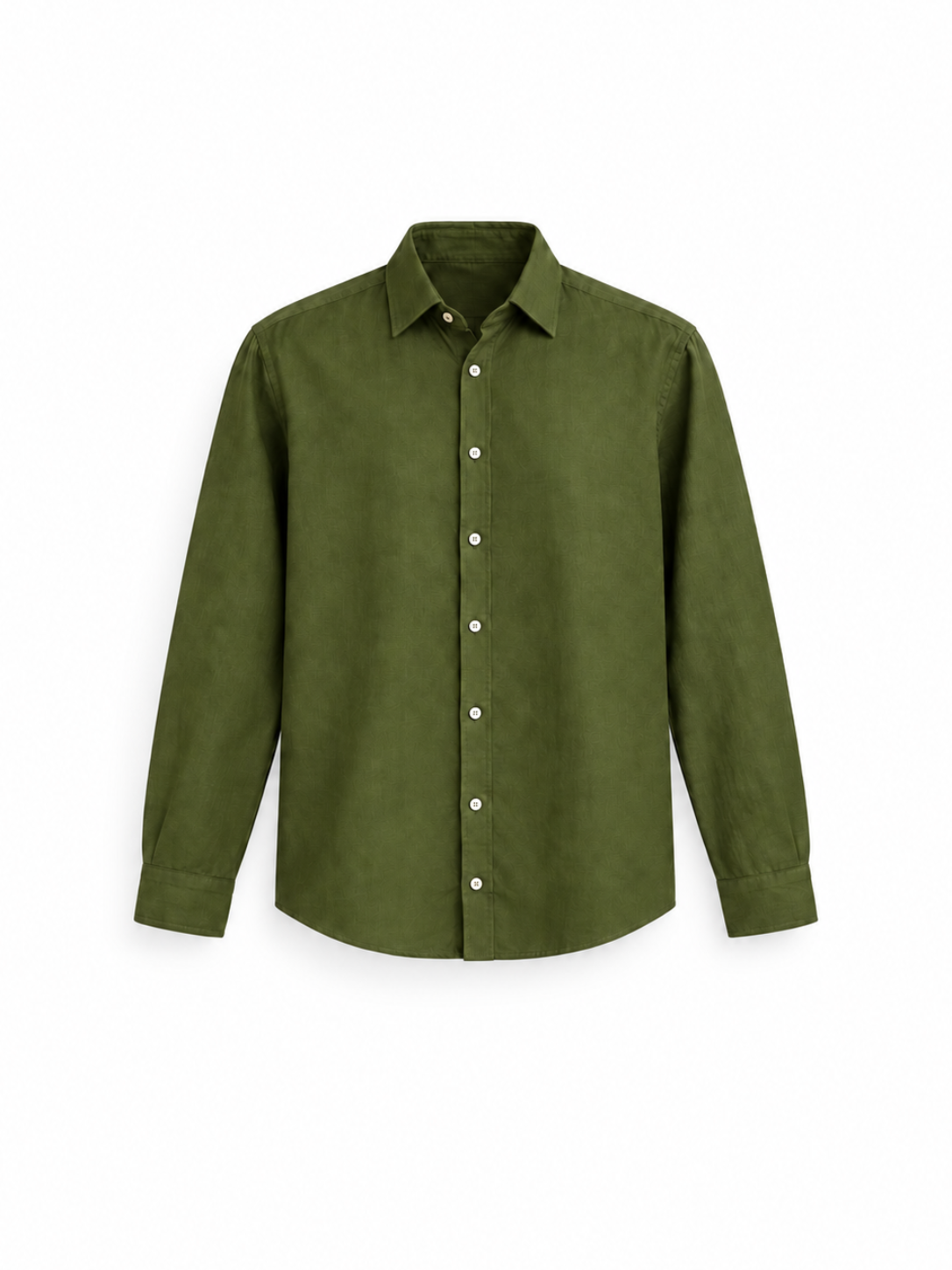Olive Green Airy Linen Full-Sleeve Shirt