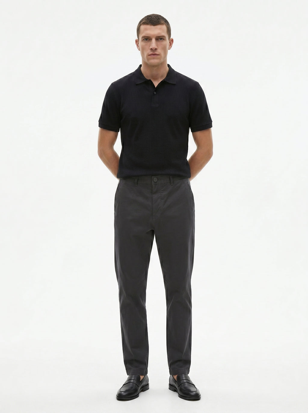 Dark Grey Regular Fit Mid Rise Cotton Chinos Pant