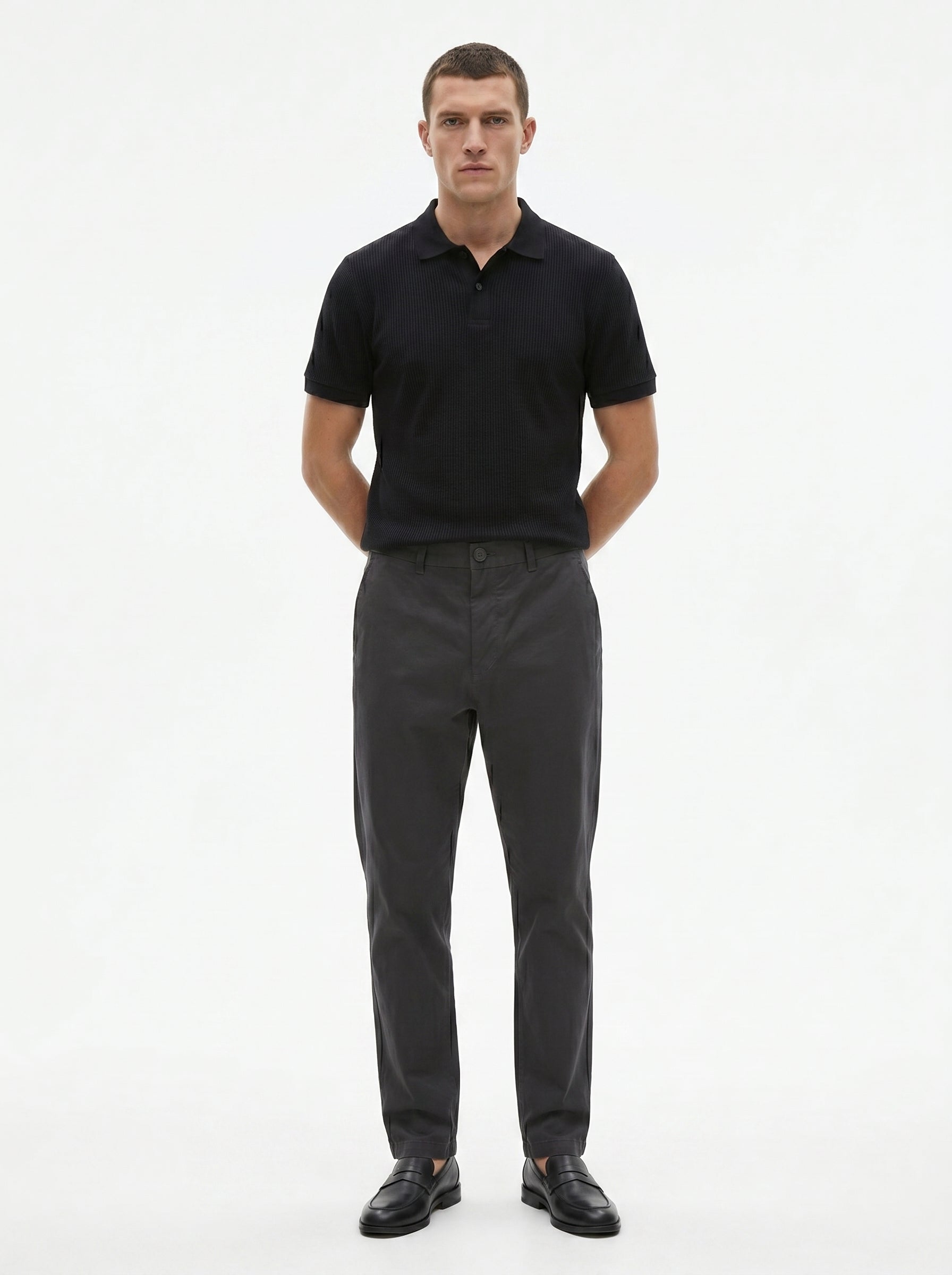 Dark Grey Regular Fit Mid Rise Cotton Chinos Pant