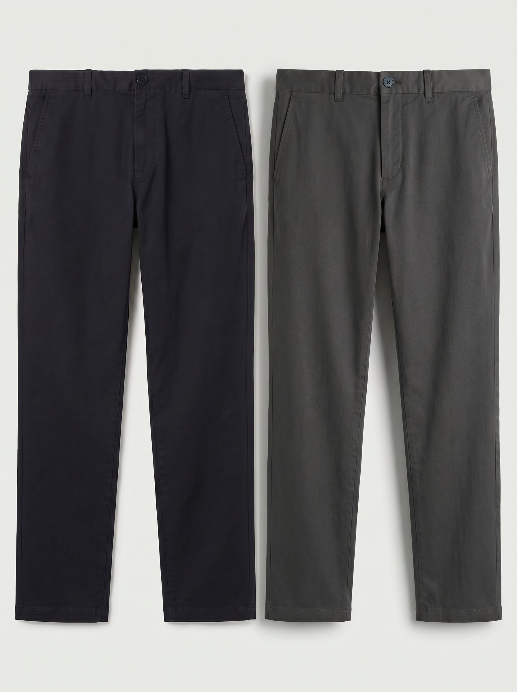 Pack of 2 Premium Cotton Chinos – Regular Fit Mid Rise | Dark Grey & Navy Blue Combo