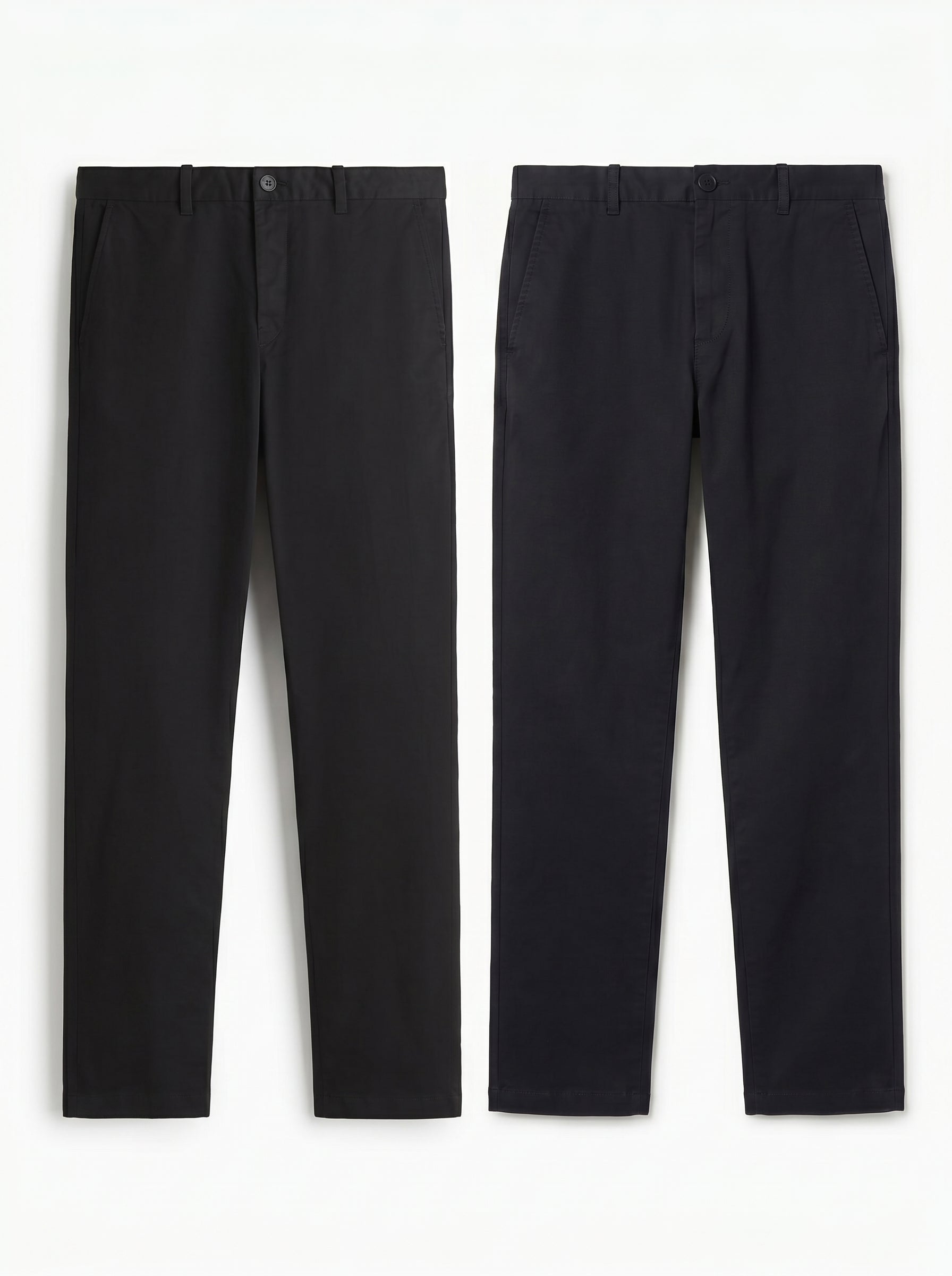 Pack of 2 Premium Cotton Chinos – Regular Fit Mid Rise | Black & Navy Blue Combo