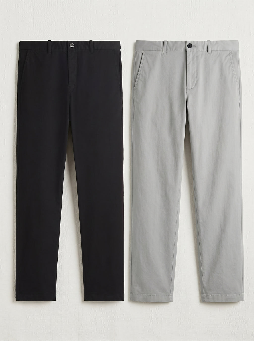 Pack of 2 Premium Cotton Chinos – Regular Fit Mid Rise | Black & Light Grey Combo