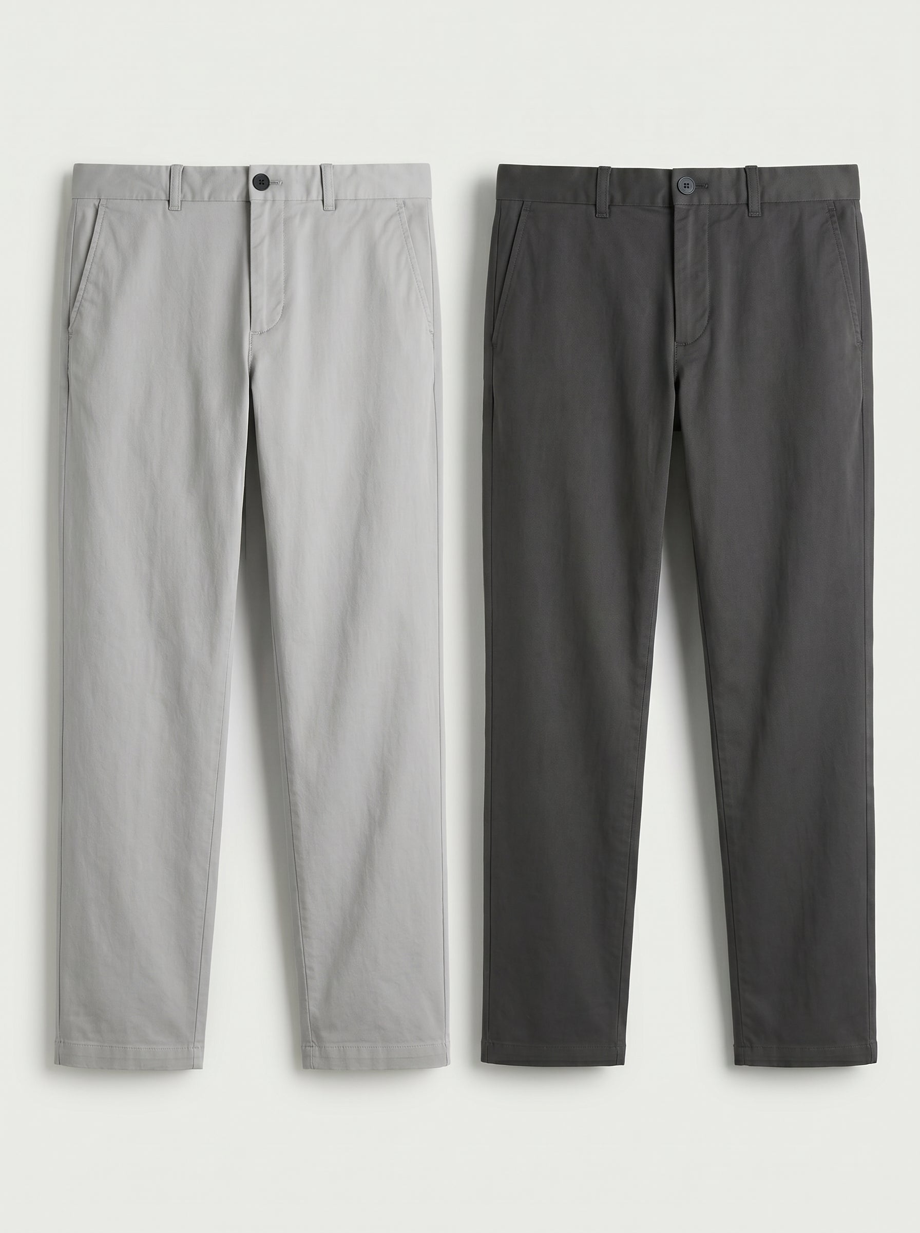 Pack of 2 Premium Cotton Chinos – Regular Fit Mid Rise | Dark Grey & Light Grey Combo